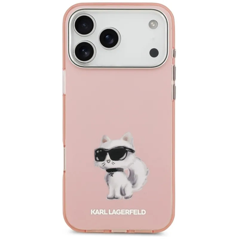 Karl Lagerfeld IML Aquarelle Choupette & Logo MagSafe - dėklas iPhone 17 Pro (rožinis)