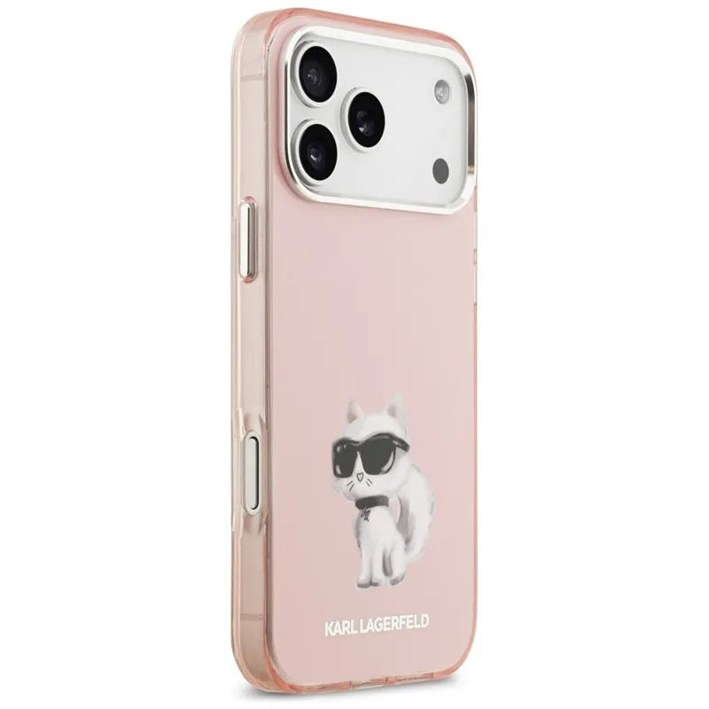 Karl Lagerfeld IML Aquarelle Choupette & Logo MagSafe - dėklas iPhone 17 Pro (rožinis)