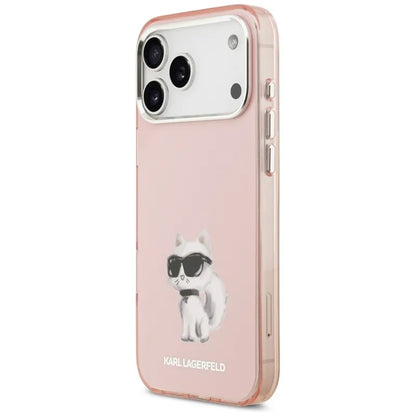 Karl Lagerfeld IML Aquarelle Choupette & Logo MagSafe - dėklas iPhone 17 Pro (rožinis)