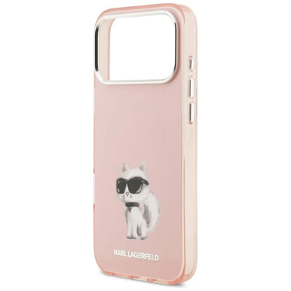 Karl Lagerfeld IML Aquarelle Choupette & Logo MagSafe - dėklas iPhone 17 Pro (rožinis)