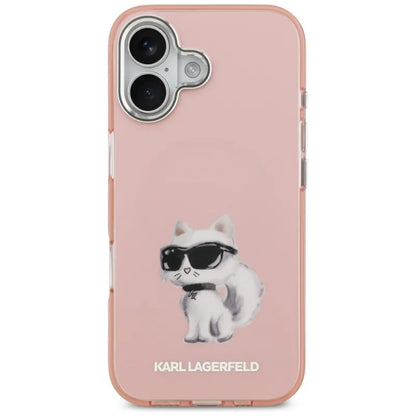 Karl Lagerfeld IML Aquarelle Choupette & Logo MagSafe - Dėklas iPhone 17 telefonui (rožinis)