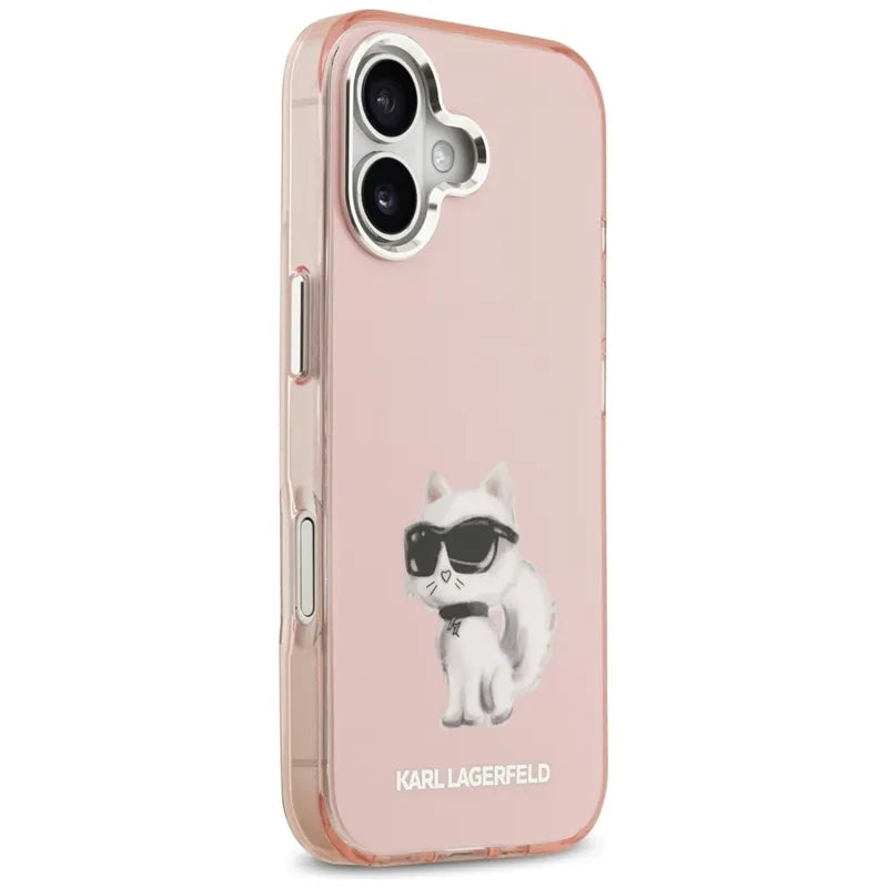 Karl Lagerfeld IML Aquarelle Choupette & Logo MagSafe - Dėklas iPhone 17 telefonui (rožinis)