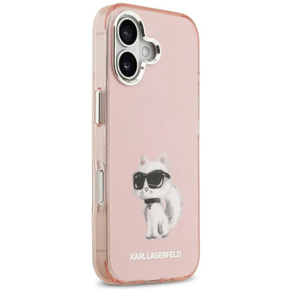 Karl Lagerfeld IML Aquarelle Choupette & Logo MagSafe - Dėklas iPhone 17 telefonui (rožinis)