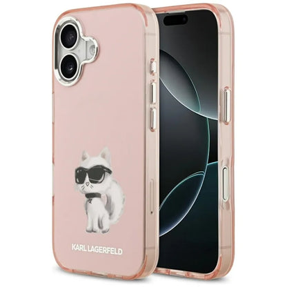 Karl Lagerfeld IML Aquarelle Choupette & Logo MagSafe - Dėklas iPhone 17 telefonui (rožinis)