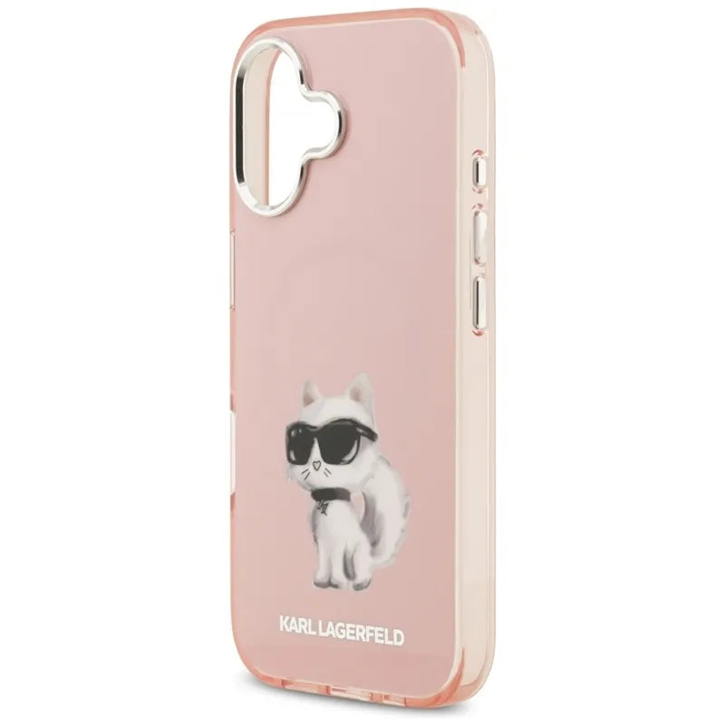 Karl Lagerfeld IML Aquarelle Choupette & Logo MagSafe - Dėklas iPhone 17 telefonui (rožinis)