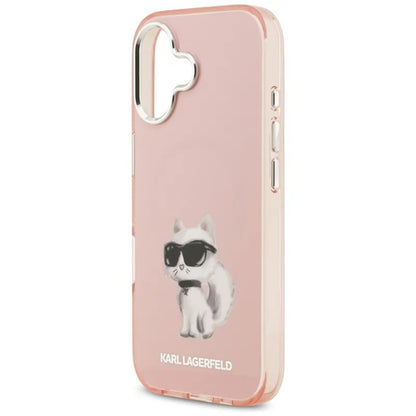 Karl Lagerfeld IML Aquarelle Choupette & Logo MagSafe - Dėklas iPhone 17 telefonui (rožinis)