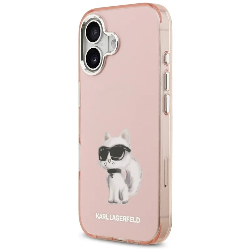 Karl Lagerfeld IML Aquarelle Choupette & Logo MagSafe - Dėklas iPhone 17 telefonui (rožinis)