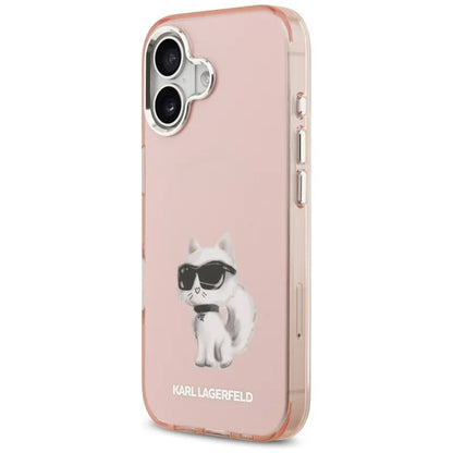 Karl Lagerfeld IML Aquarelle Choupette & Logo MagSafe - Dėklas iPhone 17 telefonui (rožinis)