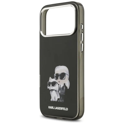Karl Lagerfeld IML Aquarelle Karl & Choupette & Logo MagSafe - dėklas iPhone 17 Pro (juodas)