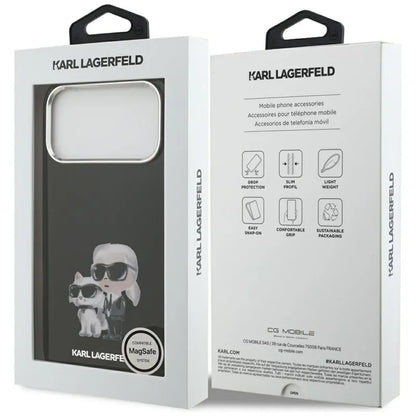 Karl Lagerfeld IML Aquarelle Karl & Choupette & Logo MagSafe - dėklas iPhone 17 Pro (juodas)