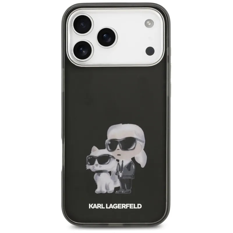 Karl Lagerfeld IML Aquarelle Karl & Choupette & Logo MagSafe - dėklas iPhone 17 Pro (juodas)