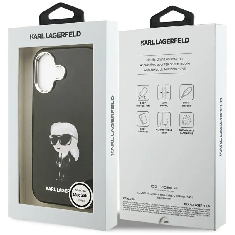 Karl Lagerfeld IML Aquarelle Karl & Logo MagSafe dėklas iPhone 17 (juodas)