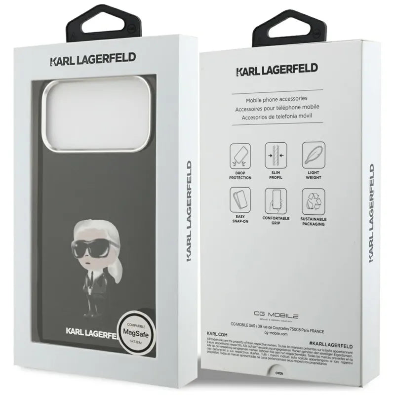 Karl Lagerfeld IML Aquarelle Karl & Logo MagSafe - dėklas iPhone 17 Pro Max (juodas)