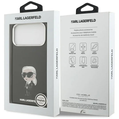 Karl Lagerfeld IML Aquarelle Karl & Logo MagSafe - dėklas iPhone 17 Pro Max (juodas)