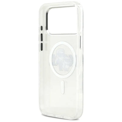 Karl Lagerfeld IML Blizgučiai Karl & Choupette eskizo logotipas MagSafe - Dėklas, skirtas iPhone 17 Pro Max (skaidrus)