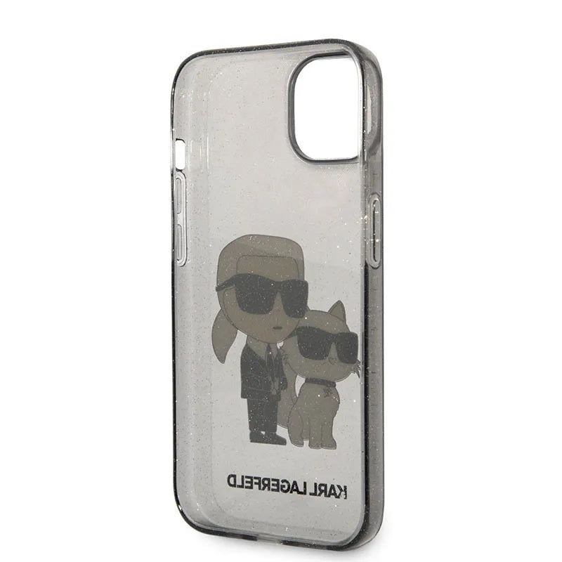 Karl Lagerfeld IML blizgučiai NFT Karl & Choupette - dėklas, skirtas „iPhone 14 Plus“ (juoda)