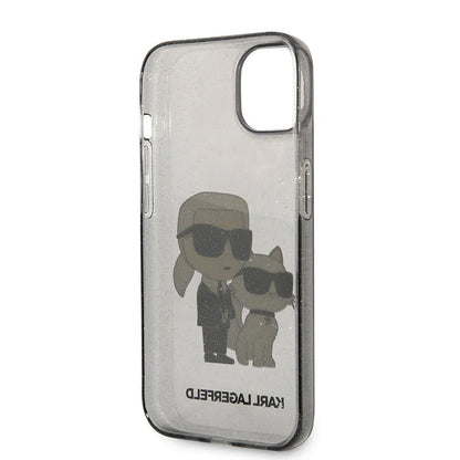 Karl Lagerfeld IML blizgučiai NFT Karl & Choupette - dėklas, skirtas „iPhone 14 Plus“ (juoda)