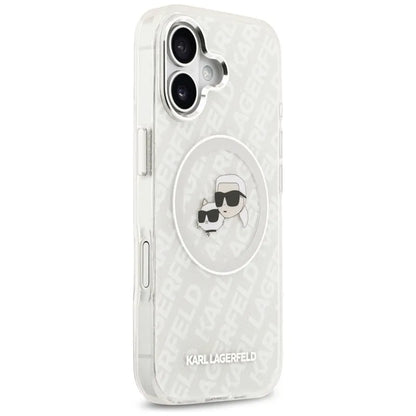 Karl Lagerfeld IML Blizgučių Karl & Choupette Galvų Logotipas MagSafe - Dėklas iPhone 17 (pilkas)