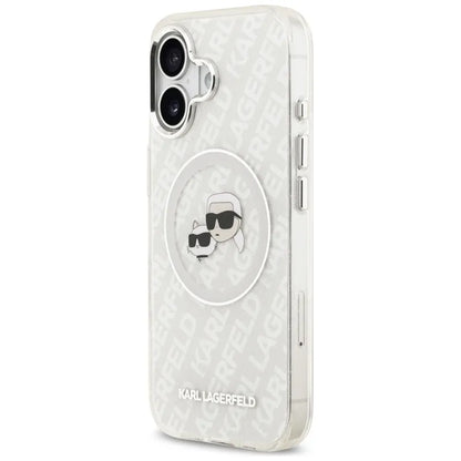 Karl Lagerfeld IML Blizgučių Karl & Choupette Galvų Logotipas MagSafe - Dėklas iPhone 17 (pilkas)