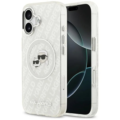 Karl Lagerfeld IML Blizgučių Karl & Choupette Galvų Logotipas MagSafe - Dėklas iPhone 17 (pilkas)