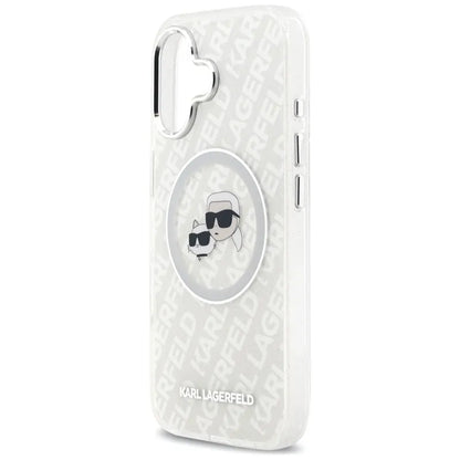 Karl Lagerfeld IML Blizgučių Karl & Choupette Galvų Logotipas MagSafe - Dėklas iPhone 17 (pilkas)
