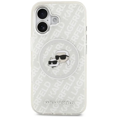 Karl Lagerfeld IML Blizgučių Karl & Choupette Galvų Logotipas MagSafe - Dėklas iPhone 17 (pilkas)