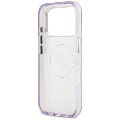 Karl Lagerfeld IML Blizgučių Karl & Choupette Galvų Logotipas MagSafe - Dėklas iPhone 17 Pro (violetinės)