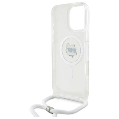 Karl Lagerfeld IML Choupette Head & Cord MagSafe – dėklas iPhone 16 Pro (skaidrus)