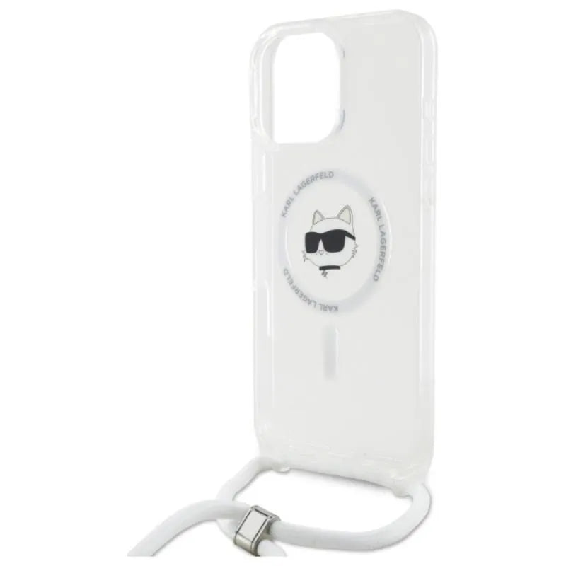 Karl Lagerfeld IML Choupette Head & Cord MagSafe – dėklas iPhone 16 Pro (skaidrus)
