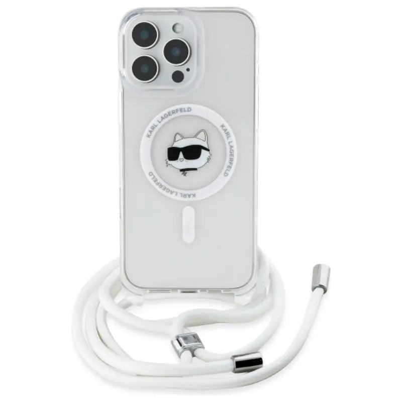 Karl Lagerfeld IML Choupette Head & Cord MagSafe – dėklas iPhone 16 Pro (skaidrus)