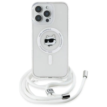 Karl Lagerfeld IML Choupette Head & Cord MagSafe – dėklas iPhone 16 Pro (skaidrus)