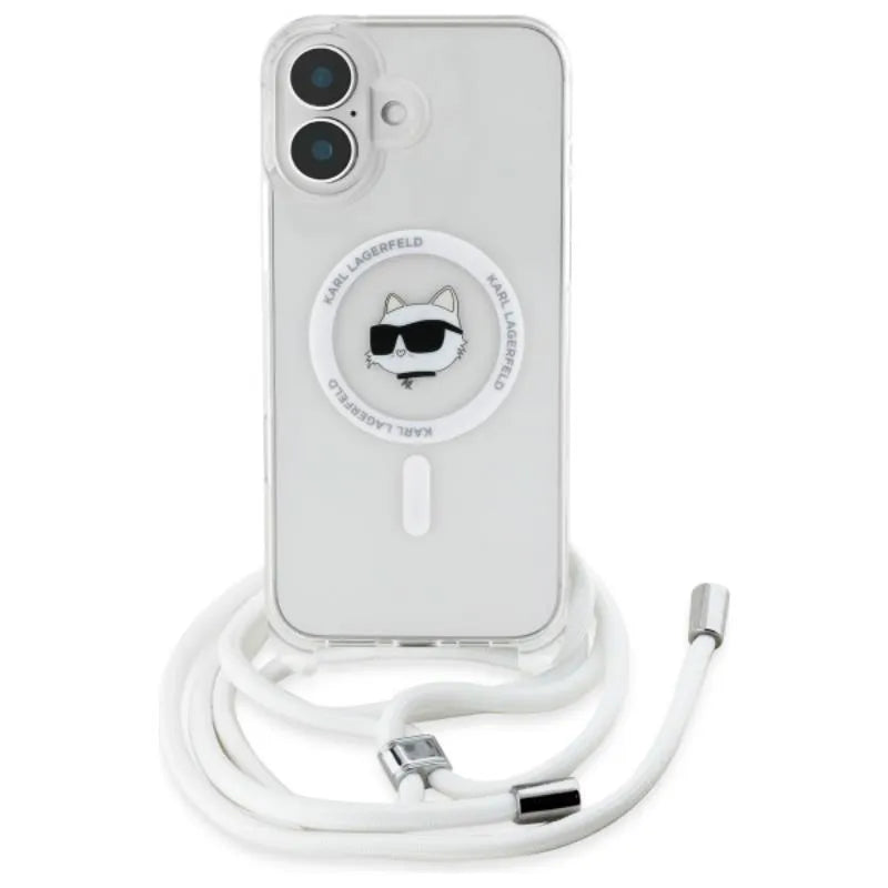 Karl Lagerfeld IML Choupette Head & Cord MagSafe – Dėklas iPhone 16 (skaidrus)