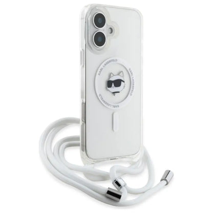 Karl Lagerfeld IML Choupette Head & Cord MagSafe – Dėklas iPhone 16 (skaidrus)
