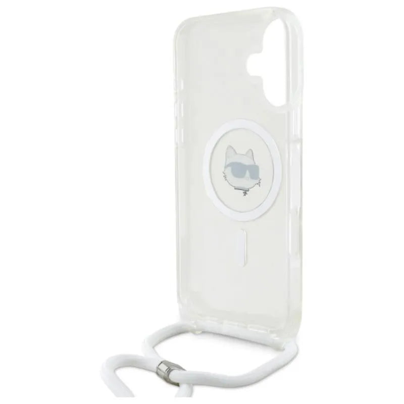 Karl Lagerfeld IML Choupette Head & Cord MagSafe – Dėklas iPhone 16 (skaidrus)