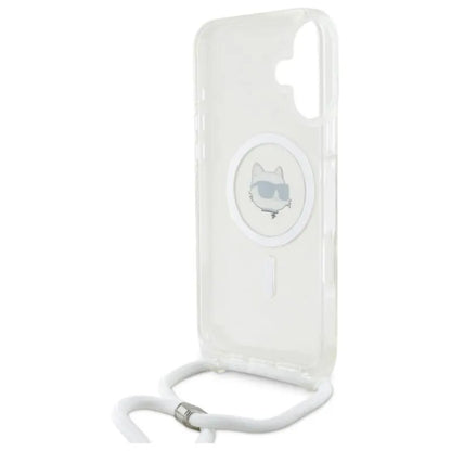 Karl Lagerfeld IML Choupette Head & Cord MagSafe – Dėklas iPhone 16 (skaidrus)