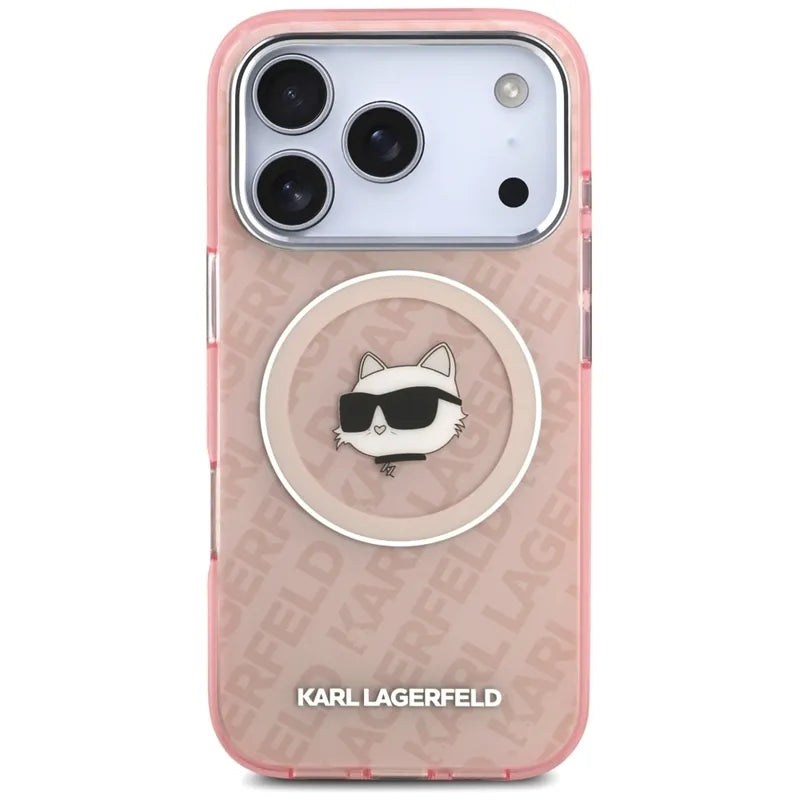 Karl Lagerfeld IML Choupette Head Logo MagSafe – Dėklas iPhone 17 Pro Max (rožinis)