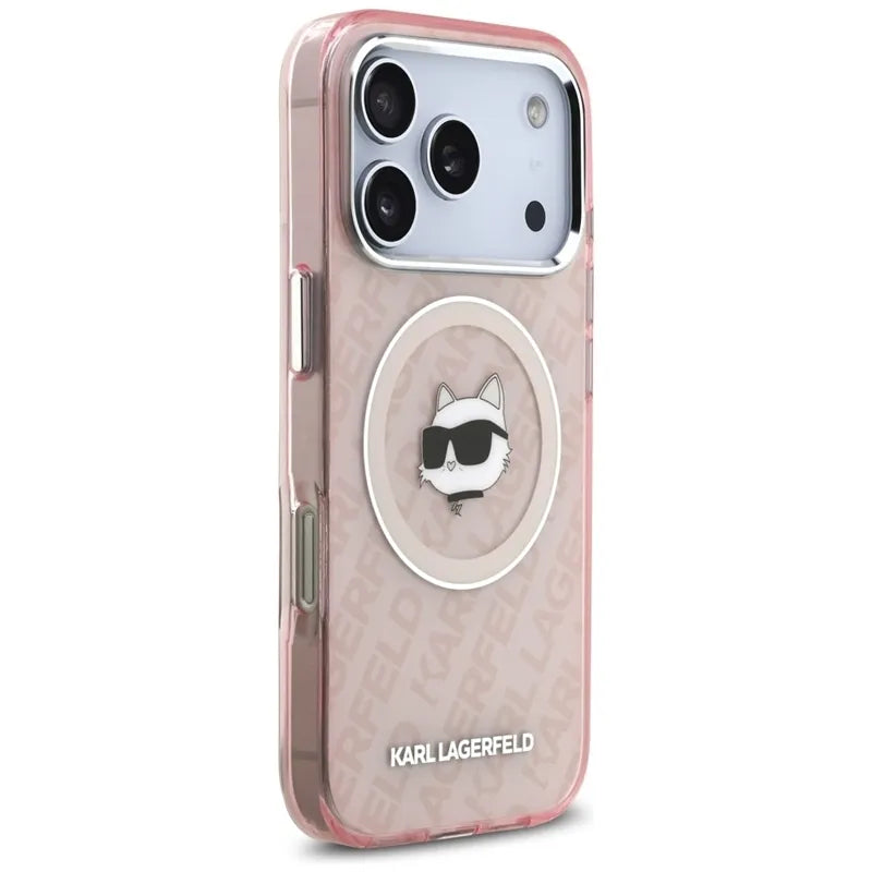 Karl Lagerfeld IML Choupette Head Logo MagSafe – Dėklas iPhone 17 Pro Max (rožinis)