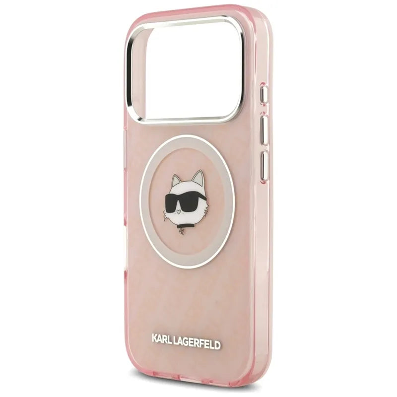 Karl Lagerfeld IML Choupette Head Logo MagSafe – Dėklas iPhone 17 Pro Max (rožinis)