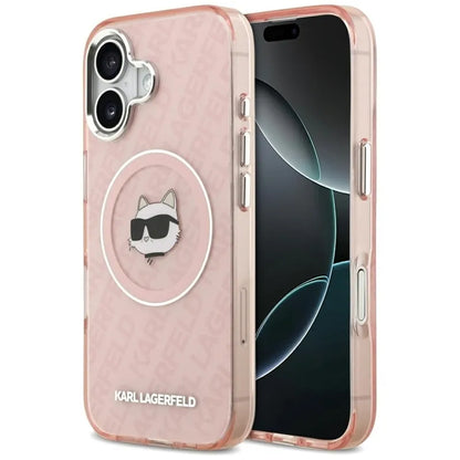 Karl Lagerfeld IML Choupette Head Logo MagSafe – dėklas iPhone 17 (rožinis)