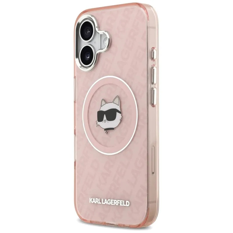 Karl Lagerfeld IML Choupette Head Logo MagSafe – dėklas iPhone 17 (rožinis)