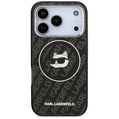 Karl Lagerfeld IML Choupette Head Logo MagSafe dėklas, skirtas iPhone 17 Pro (juodas)