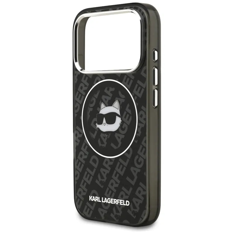 Karl Lagerfeld IML Choupette Head Logo MagSafe dėklas, skirtas iPhone 17 Pro (juodas)