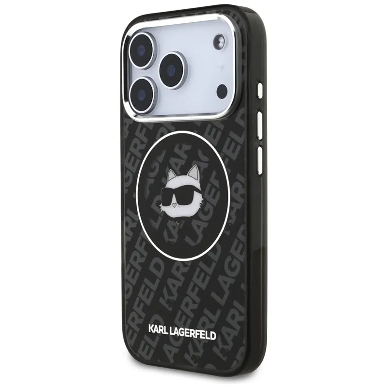 Karl Lagerfeld IML Choupette Head Logo MagSafe dėklas, skirtas iPhone 17 Pro (juodas)