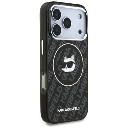Karl Lagerfeld IML Choupette Head Logo MagSafe dėklas, skirtas iPhone 17 Pro (juodas)