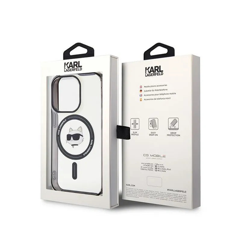 Karl Lagerfeld IML Choupette Head MagSafe - „iPhone 15 Pro Max“ dėklas (permatomas)
