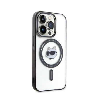 Karl Lagerfeld IML Choupette Head MagSafe - „iPhone 15 Pro Max“ dėklas (permatomas)