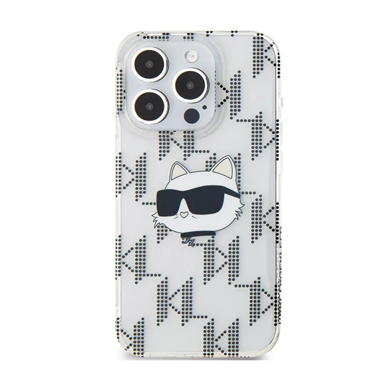 Karl Lagerfeld IML Choupette Head & Monogram - iPhone 15 Pro dėklas (Skaidrus)