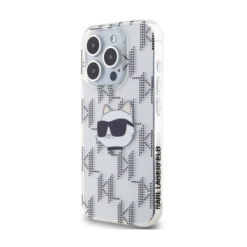 Karl Lagerfeld IML Choupette Head & Monogram – iPhone 15 Pro Max dėklas (permatomas)