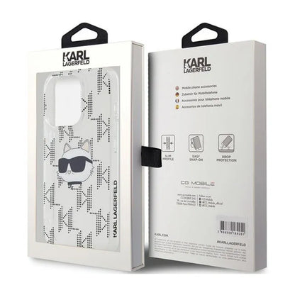 Karl Lagerfeld IML Choupette Head & Monogram – iPhone 15 Pro Max dėklas (permatomas)