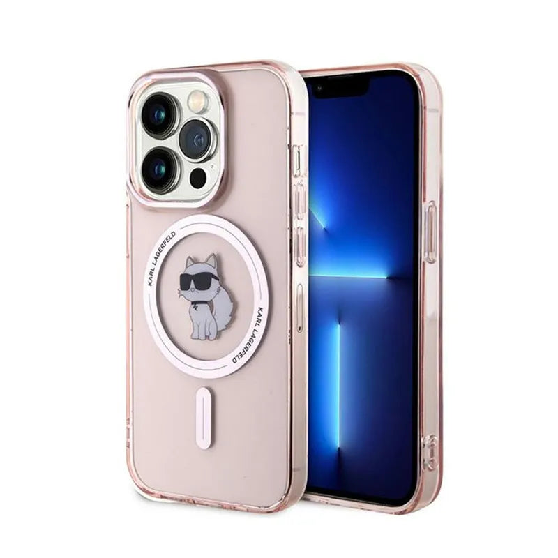 Karl Lagerfeld IML Choupette MagSafe – dėklas iPhone 14 Pro Max (rožinis)